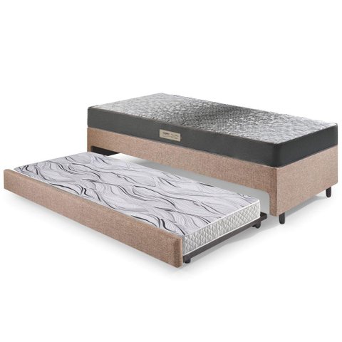 Bicama Box Solteiro Linho 88x188x28 Cm com Colchão Dual Firm Espuma Ecoflex