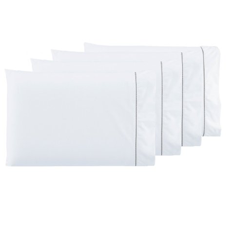 Kit 6 Fronhas Ponto Palito Percal 600 Fios Callandra cor:branco