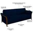 Ver imagem 3 de Sofá Living 3 Lugares 222cm Pés Madeira Roya M22 Veludo Azul Marinho - Mpozenato