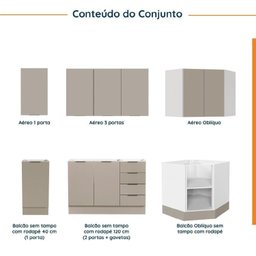 Cozinha Modulada 6 Peças sem Tampo com Rodapé 3 Aéreos e 3 Balcões Ipanema CabeCasa MadeiraMadeira - 3
