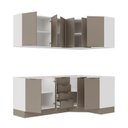 Ver imagem 6 de Cozinha Planejada 6 Peças sem Tampo com Rodapé 3 Aéreos e 3 Balcões Ipanema CabeCasa MadeiraOriginals Marrom/Fendi Trama