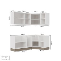 Cozinha Modulada 6 Peças sem Tampo com Rodapé 3 Aéreos e 3 Balcões Ipanema CabeCasa MadeiraMadeira - 4