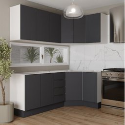 Cozinha Modulada 6 Peças sem Tampo com Rodapé 3 Aéreos e 3 Balcões Ipanema CabeCasa MadeiraMadeira - 1
