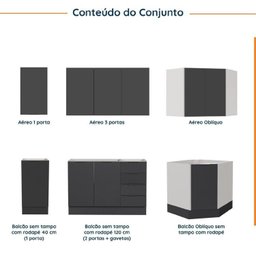 Cozinha Modulada 6 Peças sem Tampo com Rodapé 3 Aéreos e 3 Balcões Ipanema CabeCasa MadeiraMadeira - 3
