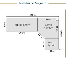 Cozinha Modulada 6 Peças sem Tampo com Rodapé 3 Aéreos e 3 Balcões Ipanema CabeCasa MadeiraMadeira - 2