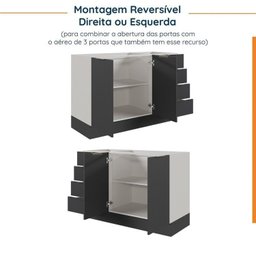 Cozinha Modulada 6 Peças sem Tampo com Rodapé 3 Aéreos e 3 Balcões Ipanema CabeCasa MadeiraMadeira - 15
