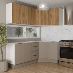 Cozinha Modulada 6 Peças sem Tampo com Rodapé 3 Aéreos e 3 Balcões Ipanema CabeCasa MadeiraMadeira - 1