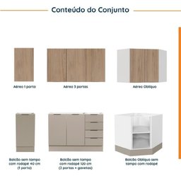 Cozinha Modulada 6 Peças sem Tampo com Rodapé 3 Aéreos e 3 Balcões Ipanema CabeCasa MadeiraMadeira - 3