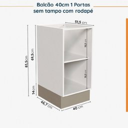 Cozinha Modulada 6 Peças sem Tampo com Rodapé 3 Aéreos e 3 Balcões Ipanema CabeCasa MadeiraMadeira - 17