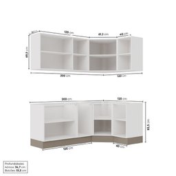 Cozinha Modulada 6 Peças sem Tampo com Rodapé 3 Aéreos e 3 Balcões Ipanema CabeCasa MadeiraMadeira - 4