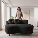 Ver imagem 2 de Namoradeira Sofá Feijão Lounge 120cm Orgânica Bouclé Preto