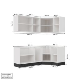 Cozinha Modulada 6 Peças sem Tampo com Rodapé 3 Aéreos e 3 Balcões Ipanema CabeCasa MadeiraMadeira - 4