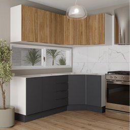 Cozinha Modulada 6 Peças sem Tampo com Rodapé 3 Aéreos e 3 Balcões Ipanema CabeCasa MadeiraMadeira - 1