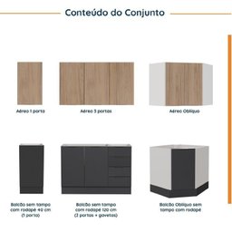 Cozinha Modulada 6 Peças sem Tampo com Rodapé 3 Aéreos e 3 Balcões Ipanema CabeCasa MadeiraMadeira - 3
