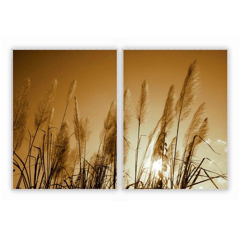 kit com 2 Quadros Decorativos Florais com Moldura e Vidro para Sala Quarto Escritório e Clínica 62x8