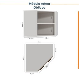 Cozinha Modulada 6 Peças sem Tampo com Rodapé 3 Aéreos e 3 Balcões Ipanema CabeCasa MadeiraMadeira - 12