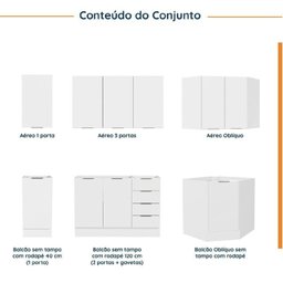 Cozinha Modulada 6 Peças sem Tampo com Rodapé 3 Aéreos e 3 Balcões Ipanema CabeCasa MadeiraMadeira - 3