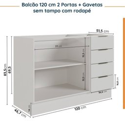 Cozinha Modulada 6 Peças sem Tampo com Rodapé 3 Aéreos e 3 Balcões Ipanema CabeCasa MadeiraMadeira - 14