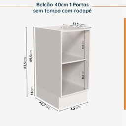 Cozinha Modulada 6 Peças sem Tampo com Rodapé 3 Aéreos e 3 Balcões Ipanema CabeCasa MadeiraMadeira - 17