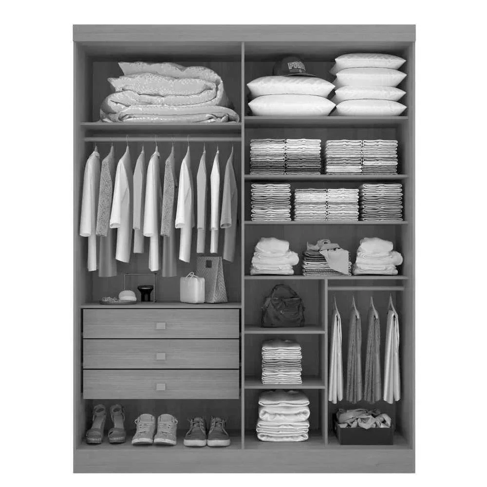 Ver imagem 3 de Guarda Roupa Da Vinci Plus 4 Portas 3 Gravetas 100% Mdf D'doro IPÊ