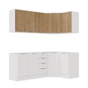 Ver imagem 5 de Cozinha Planejada 6 Peças sem Tampo com Rodapé 3 Aéreos e 3 Balcões Ipanema CabeCasa MadeiraOriginals Branco/Acácia