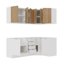 Ver imagem 6 de Cozinha Planejada 6 Peças sem Tampo com Rodapé 3 Aéreos e 3 Balcões Ipanema CabeCasa MadeiraOriginals Branco/Acácia
