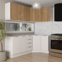 Ver imagem 1 de Cozinha Planejada 6 Peças sem Tampo com Rodapé 3 Aéreos e 3 Balcões Ipanema CabeCasa MadeiraOriginals Branco/Acácia