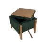 Kit 2 Bancos Puff Baú e Mesa de Madeira Texas Quadrado Veludo Verde - 2