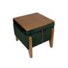 Kit 2 Bancos Puff Baú e Mesa de Madeira Texas Quadrado Veludo Verde - 3