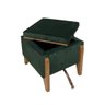 Kit 2 Bancos Puff Baú e Mesa de Madeira Texas Quadrado Veludo Verde - 5