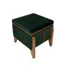 Kit 2 Bancos Puff Baú e Mesa de Madeira Texas Quadrado Veludo Verde - 4