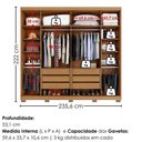 Ver imagem 3 de Guarda Roupa Casal 6 Portas com Espelho MDF Platina 236 cm Cinamomo Zanz