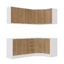 Ver imagem 5 de Cozinha Modulada 6 Peças sem Tampo com Rodapé 3 Aéreos e 3 Balcões Ipanema CabeCasa MadeiraOriginals Marrom/Acácia