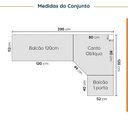 Ver imagem 2 de Cozinha Modulada 6 Peças sem Tampo com Rodapé 3 Aéreos e 3 Balcões Ipanema CabeCasa MadeiraOriginals Verde/Folha