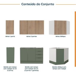 Cozinha Modulada 6 Peças sem Tampo com Rodapé 3 Aéreos e 3 Balcões Ipanema CabeCasa MadeiraMadeira - 3
