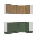 Ver imagem 5 de Cozinha Modulada 6 Peças sem Tampo com Rodapé 3 Aéreos e 3 Balcões Ipanema CabeCasa MadeiraOriginals Marrom/Verde Folha/Acácia