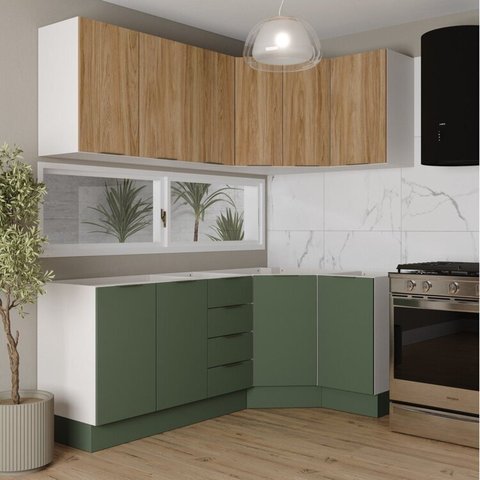 Cozinha Modulada 6 Peças sem Tampo com Rodapé 3 Aéreos e 3 Balcões Ipanema CabeCasa MadeiraOriginals