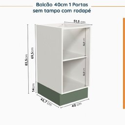 Cozinha Modulada 6 Peças sem Tampo com Rodapé 3 Aéreos e 3 Balcões Ipanema CabeCasa MadeiraMadeira - 17