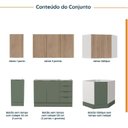 Ver imagem 3 de Cozinha Modulada 6 Peças sem Tampo com Rodapé 3 Aéreos e 3 Balcões Ipanema CabeCasa MadeiraOriginals Marrom/Verde Folha/Acácia