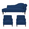 Divã Cancun 160cm Esquerdo +2 Poltronas Genesis Azul Marinho - 1