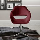 Ver imagem 1 de Poltrona Decorativa Zara Pé Giratório de Metal Sala Recepção Vermelho Bordô