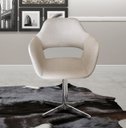 Ver imagem 1 de Poltrona Decorativa Zara Pé Giratório de Metal Sala Recepção Cinza Capuccino