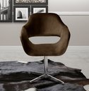 Ver imagem 1 de Poltrona Decorativa Zara Pé Giratório de Metal Sala Recepção Marrom