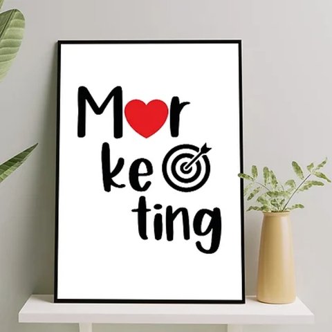 Quadro Profissão Marketing 33x24cm - com vidro:Madeira branca