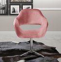 Ver imagem 1 de Poltrona Decorativa Zara Pé Giratório de Metal Sala Recepção Rosa Rose