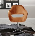 Ver imagem 1 de Poltrona Decorativa Zara Pé Giratório de Metal Sala Recepção Cobre Terracota