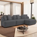 Ver imagem 1 de Sofá 3 Lugares com Chaise Direito Sala Living 248cm Arlo F04 Veludo Grafite - Lyam Decor