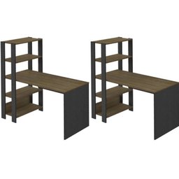 Kit 2 Escrivaninhas com Estante 4 Prateleiras 120cm Match - 2
