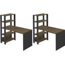 Ver imagem 2 de Kit 2 Escrivaninhas com Estante 4 Prateleiras 120cm Match
