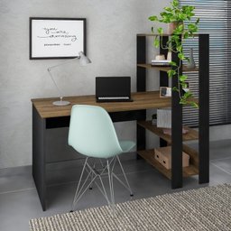 Conjunto 2 Escrivaninhas com Estante Match 4 Prateleiras 120cm Pinho E Preto - 7